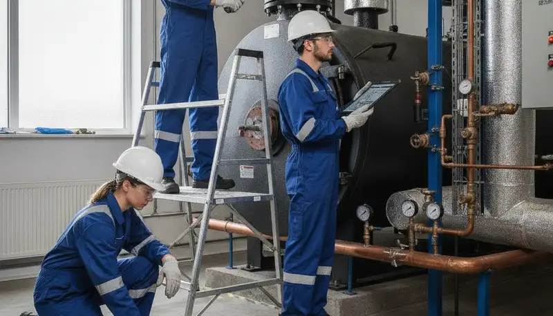 Loveland, CO plumber repairing a boiler for reliable home heating service