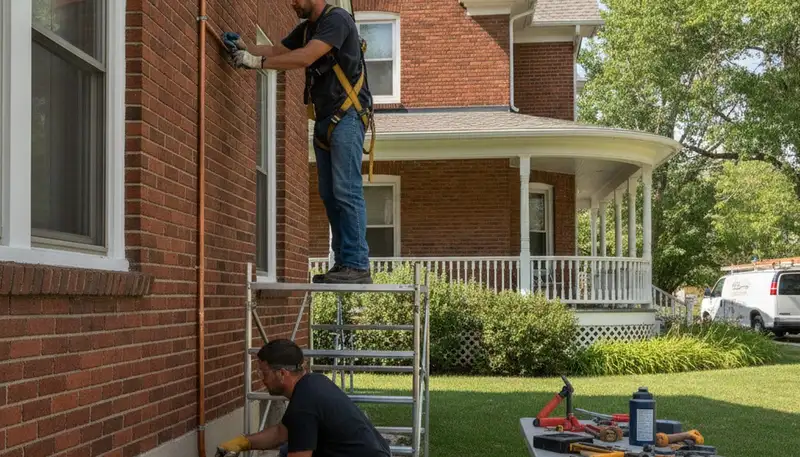 Loveland, CO plumber repairing a residential pipe for a plumbing service call