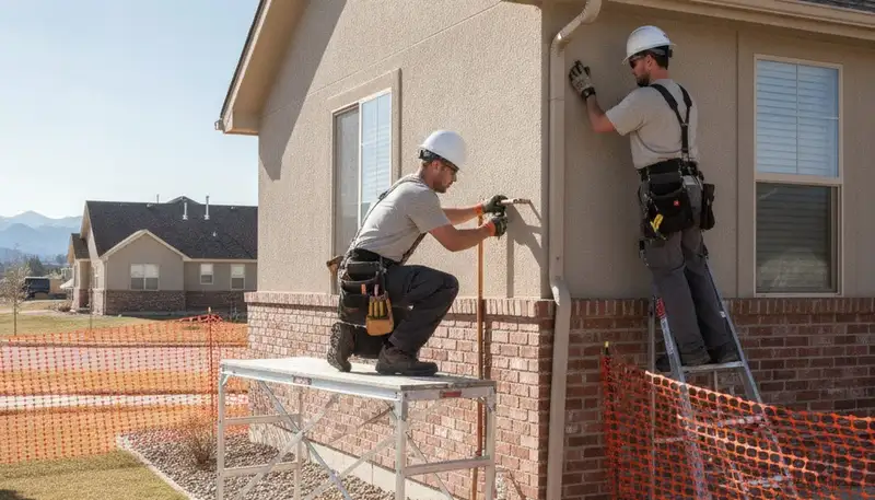 Loveland, CO plumber repairing a residential pipe for plumbing service at a local home