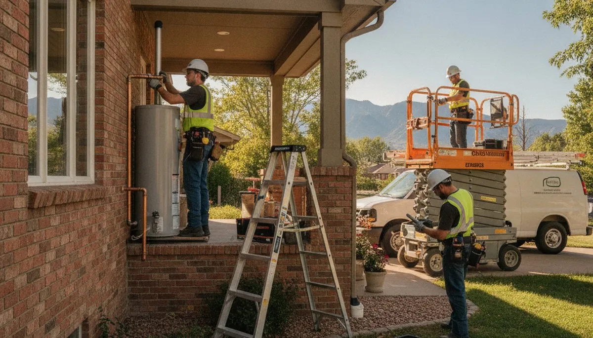 Plumber repairing sink plumbing in Loveland, CO for residential plumbing service