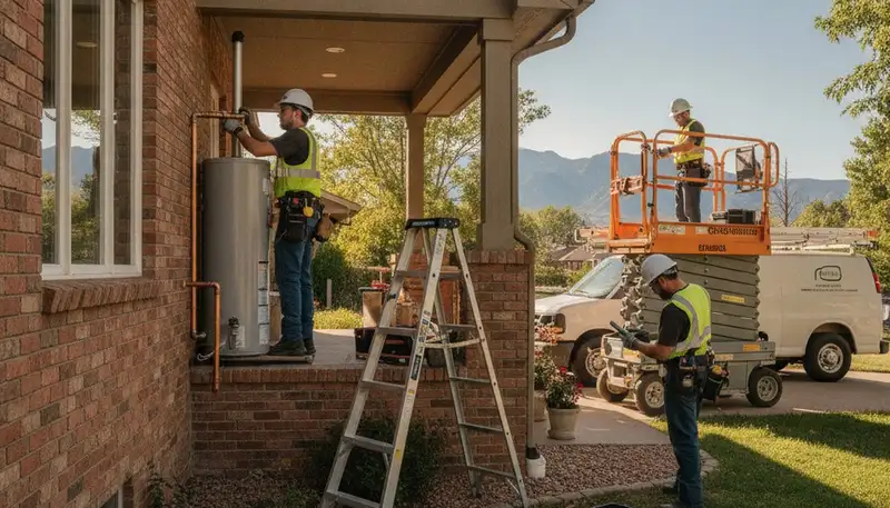 Plumber repairing sink plumbing in Loveland, CO for residential plumbing service