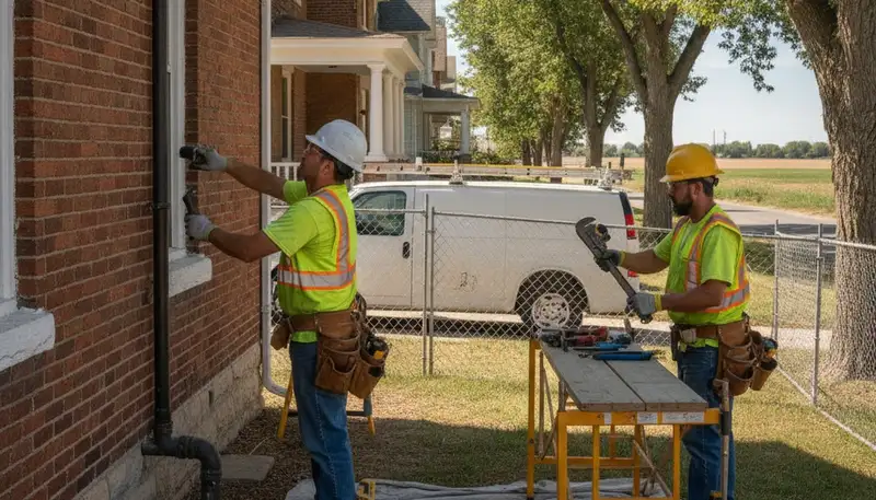 Loveland, CO plumbing repair technician servicing a residential pipe leak for local homeowners