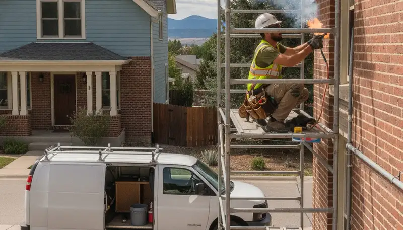 Loveland, CO plumber inspecting a residential pipe repair for plumbing service