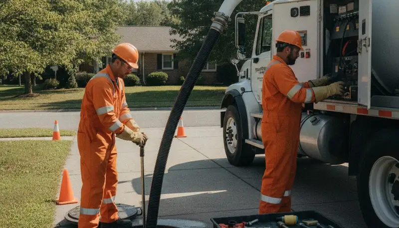 Septic pumping service truck for Loveland, CO homes by On Call Plumbers
