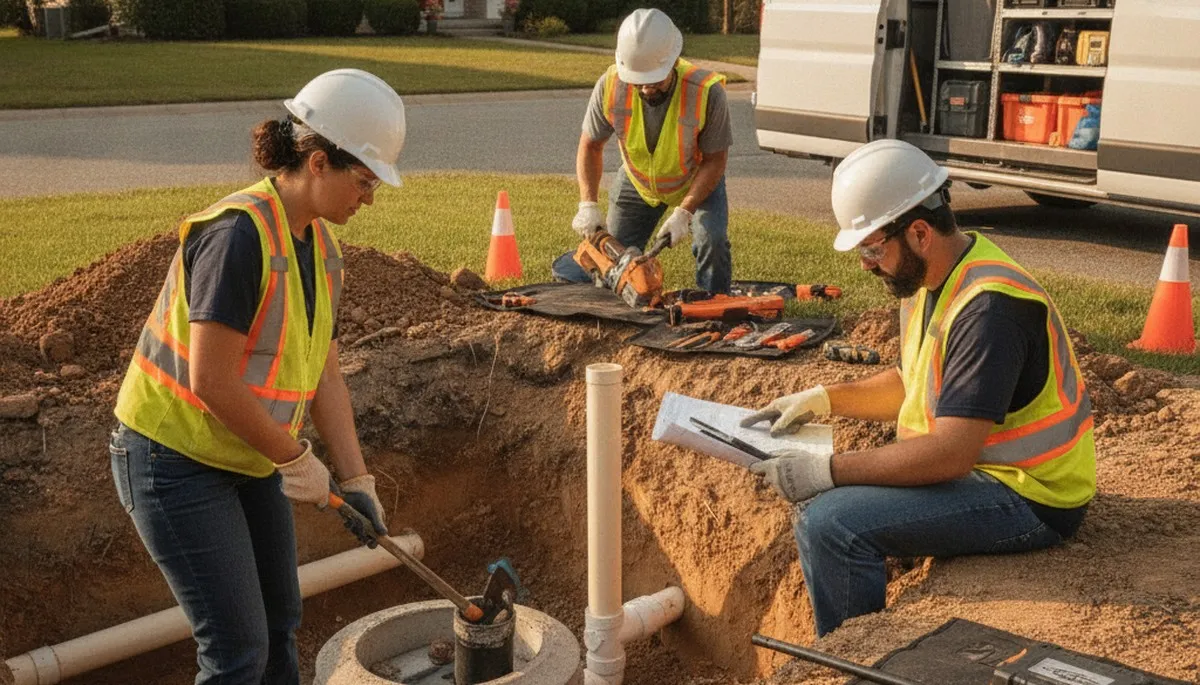 Loveland, CO plumber inspecting septic repair system for a home service call