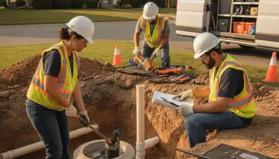 Loveland, CO plumber inspecting septic repair system for a home service call